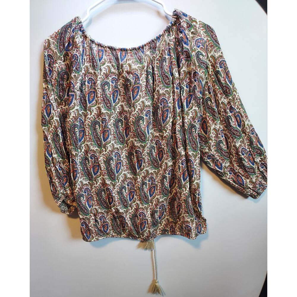 Denim & Supply by Ralph Lauren boho paisley drawstring top - Size Small - Picture 2 of 3